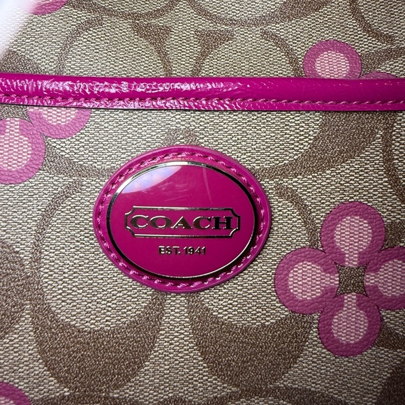 Coach Floral Pink and Tan Crossbody Bag - Picture 2 of 6